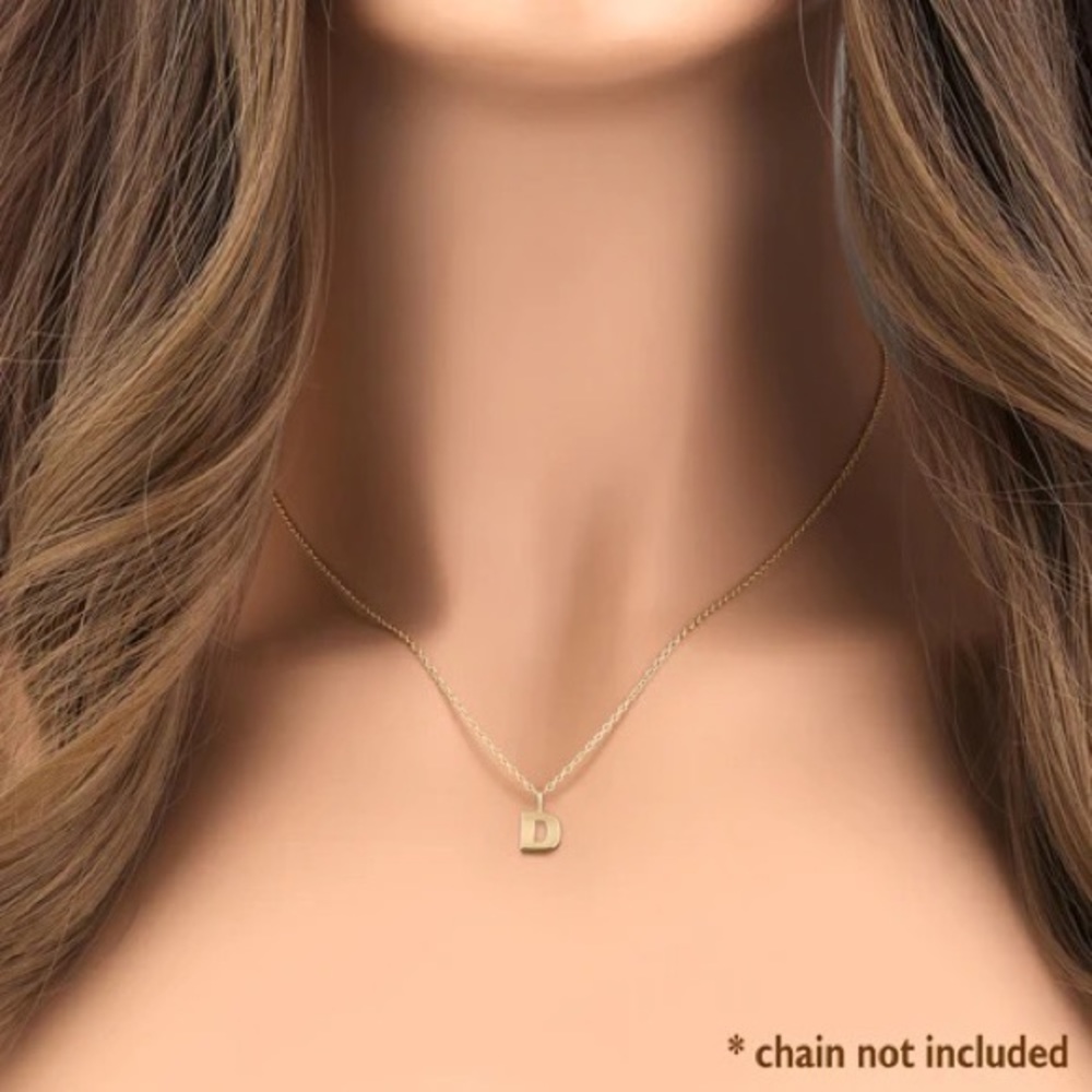14K Solid Gold Letter D Initial Pendant - Picture 3 of 5